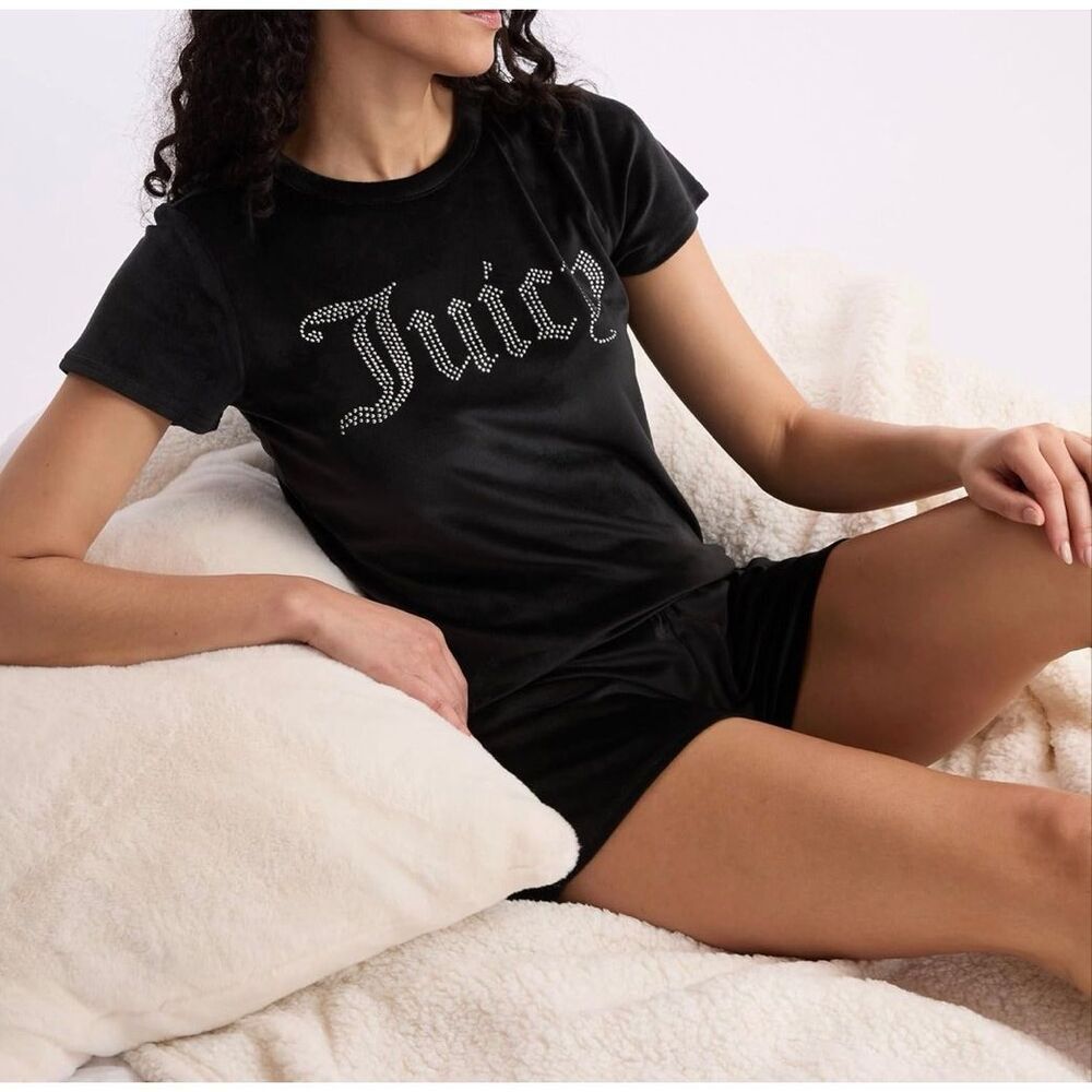 JUICY Black Velour Lounge Set L